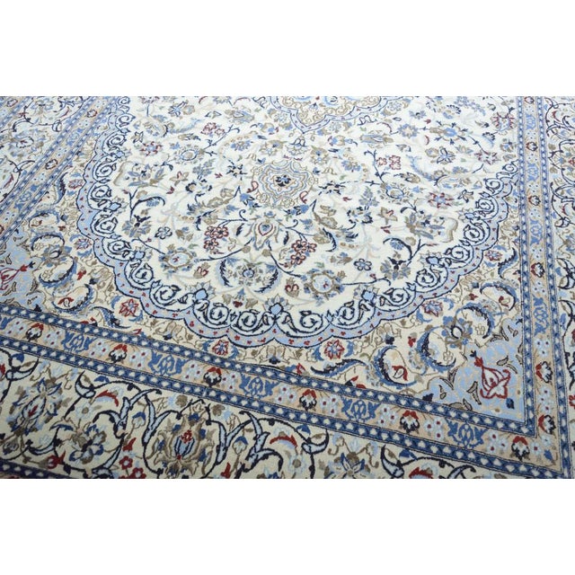 Hand-Knotted Nain 9la Oriental Rug with Silk Content ​ For Sale - Image 6 of 12