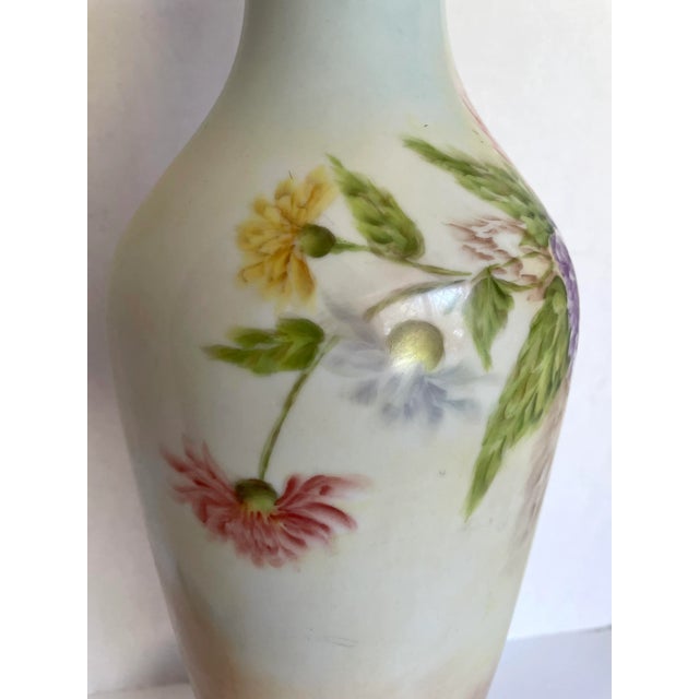 Antique Original Signed Hand-Painted Floral Table Lamp For Sale - Image 9 of 13