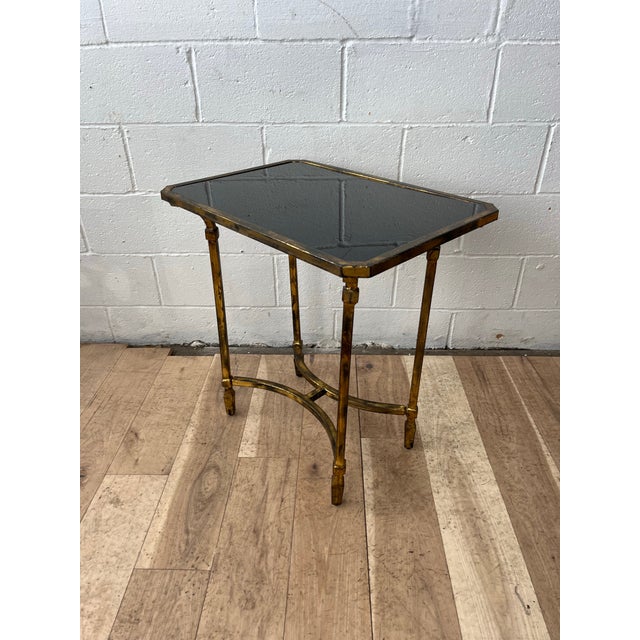 Gilt Metal and Smoke Glass Table For Sale - Image 11 of 11