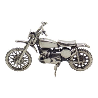 Vintage Italian Handmade Genuine Sterling Silver 925 Large Motorcycle Bike Sculpture Figurine For Sale
