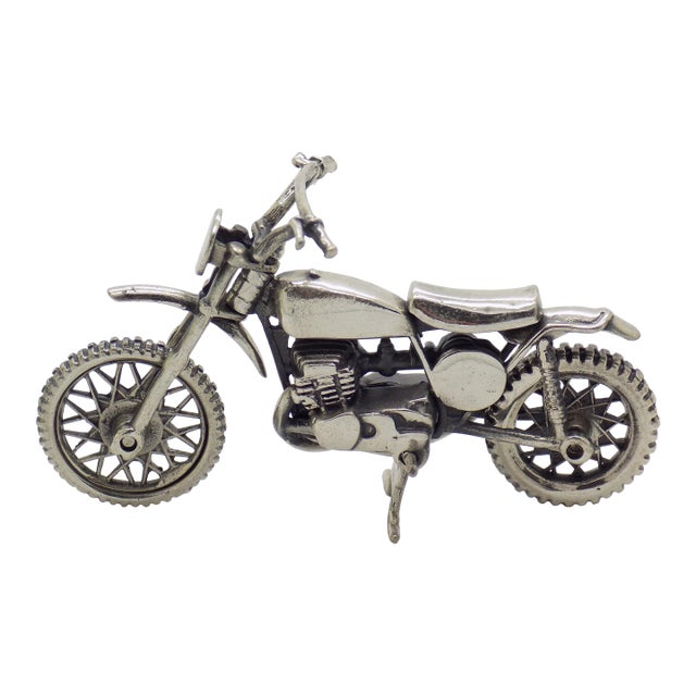 Vintage Italian Handmade Genuine Sterling Silver 925 Large Motorcycle Bike Sculpture Figurine For Sale