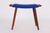 Teak Stool with Blue Wool Cover, 1950s, in Very Good conditions. Designed 1950 to 1959