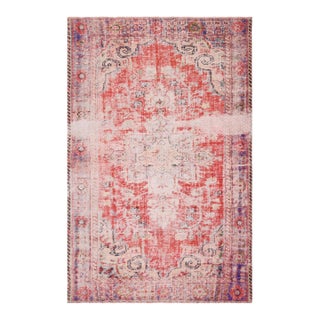 1970s Vintage Handmade Wool Cotton Red Area Rug For Sale