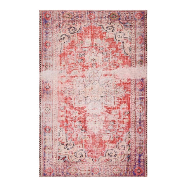 1970s Vintage Handmade Wool Cotton Red Area Rug For Sale