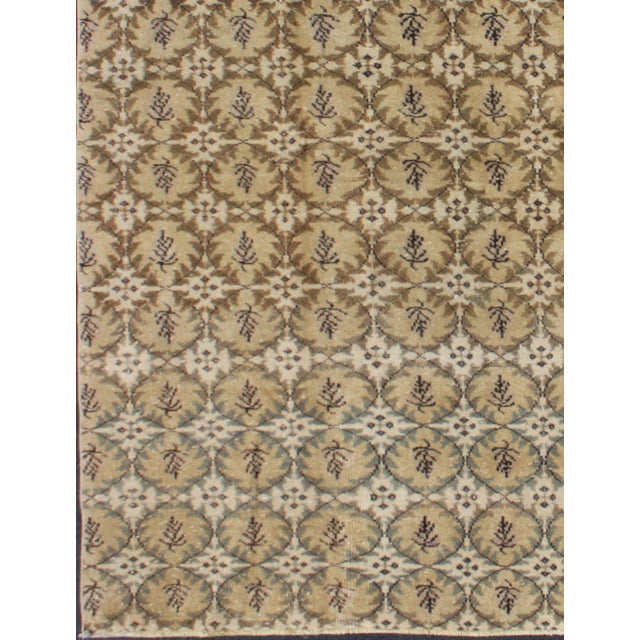 Mid 20th Century Vintage Art Deco Rug in Beige, Soft Yellow, Brown, and Soft Gray Tones For Sale - Image 5 of 11