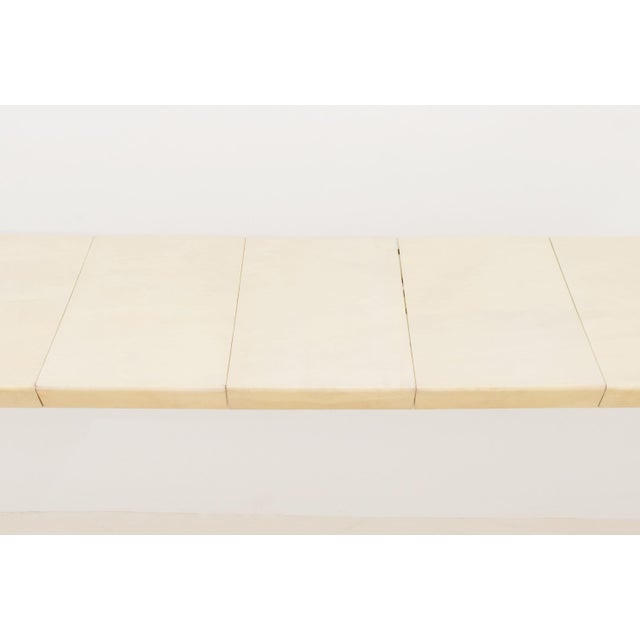 Antique White Karl Springer Attributed "Knife Edge" Goatskin Extending Dining Table For Sale - Image 8 of 10