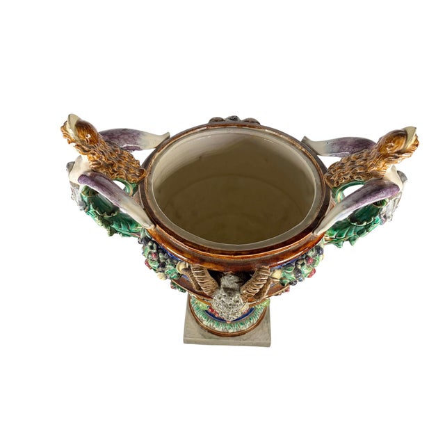 Late 19th Century German Majolica Multicolored Urn Circa 1800 For Sale - Image 5 of 8