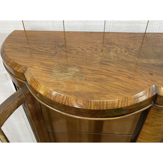 English Walnut Display Cabinet, 1950s For Sale - Image 12 of 18