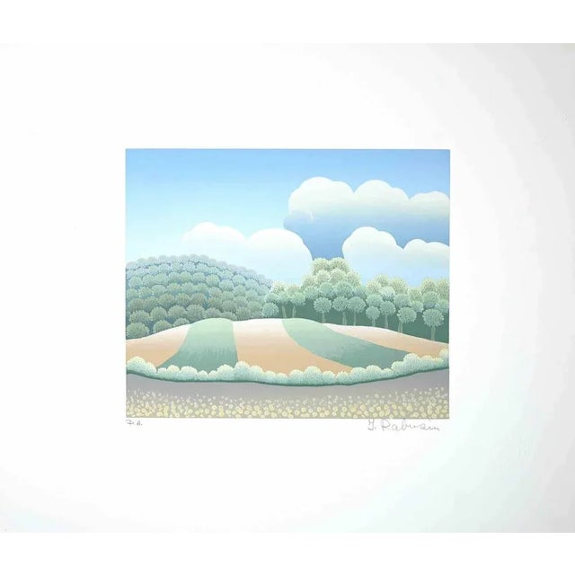 Landscape is an original colored screen print on paper realized by Ivan Rabuzin in the 1990s. Hand-signed in pencil on the...