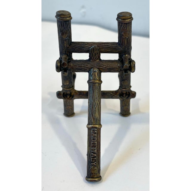 Vintage Italian Gold Metal Faux Bamboo Petite Easel For Sale In Dallas - Image 6 of 11
