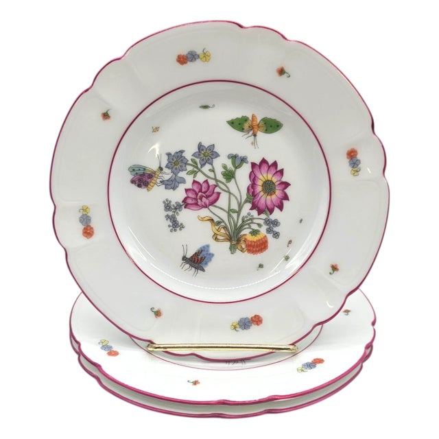 Museum Reproduction Haviland Limoges Porcelain Floral Plates Meissen Style France Set of 3 6.5" For Sale