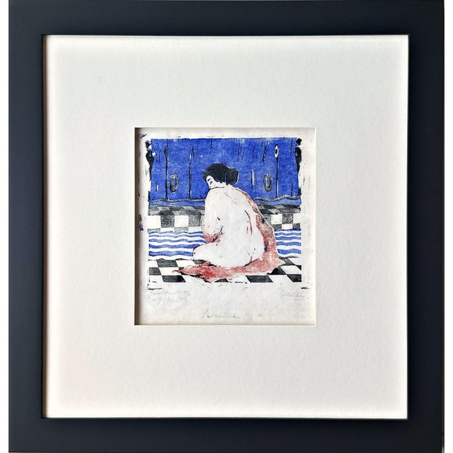 Evarist Adam Weber, Nude, Susanna 1910, Color Woodcut, Signed, Limited Edition For Sale - Image 6 of 6
