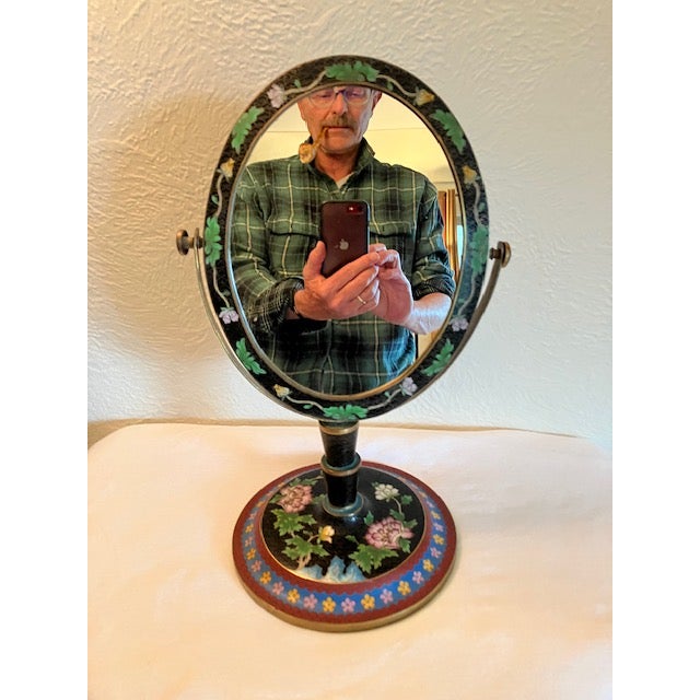 Chinese Cloisonne Vanity Mirror, Reversible, 1920-30's For Sale - Image 14 of 14