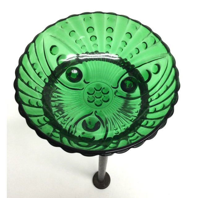 1960s Small Green Hobnail Glass Footed Trinket Bowl For Sale - Image 5 of 6