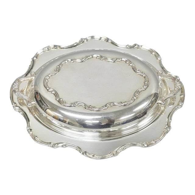 Vintage Victorian Style Silver Plated Covered Vegetable Serving Dish Platter For Sale