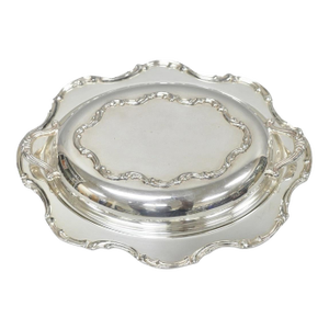 Vintage Victorian Style Silver Plated Covered Vegetable Serving Dish Platter