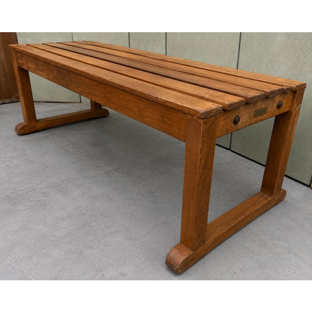 Late 20th Century Barlow Tyrie English Teak Garden Bench With Slatted Top For Sale - Image 4 of 7