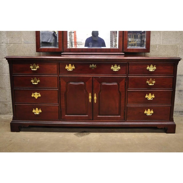 Thomasville Mahogany Collection Chippendale Style Long Dresser with Triple Mirror *Color is a bit less red in person. Item...
