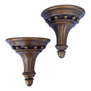 Late 20th-C. Federal Style Gilt Composition Wall Brackets for Plates - Pair