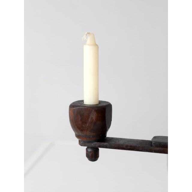 Vintage Spanish Revival Wood Candelabra Five Arm Candle Holder For Sale - Image 4 of 12