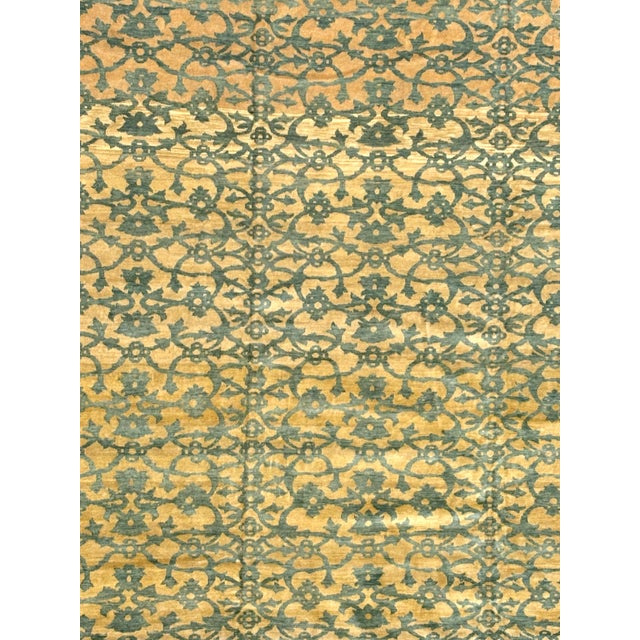 Wool on wool pile genuine hand made vegetable dye Oushak rug-