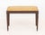 John Widdicomb Silk Upholstered Mahogany Bench, with caramel and pink basket-weave pattern upholstered seat above fluted...
