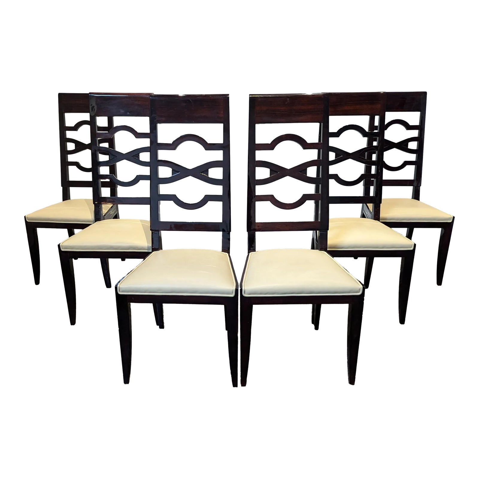 French Modern Chinoiserie Style High Backed Lacquered Dining Chairs ...