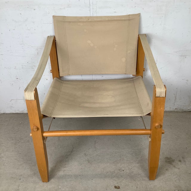 Vintage Sling Style Safari Campaign Lounge Chair For Sale - Image 4 of 12