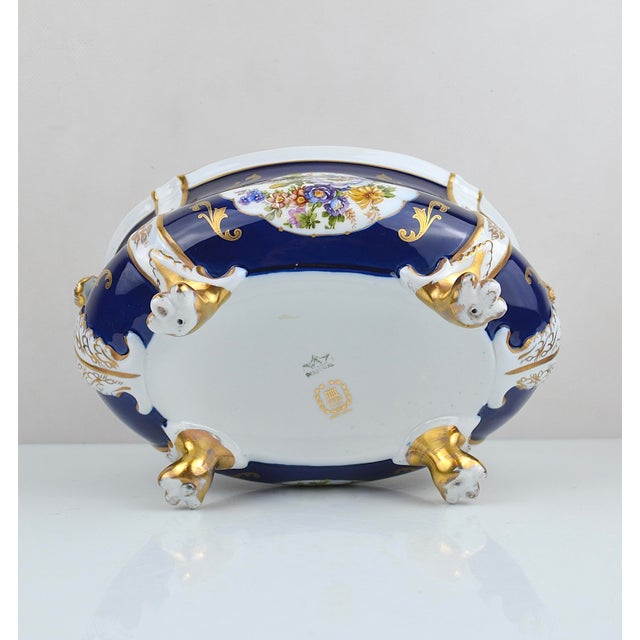 1950s Cobalt Blue and Gilt Porcelain Jardinière, Portugal, 1950s For Sale - Image 5 of 14