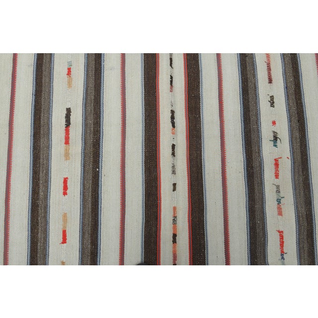 Textile 1970s Vintage Handmade Wool Cotton White Area Rug For Sale - Image 7 of 11