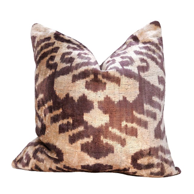 Mid-Century Modern Contemporary Brown Tiger Print Velvet Throw Pillow For Sale - Image 3 of 10
