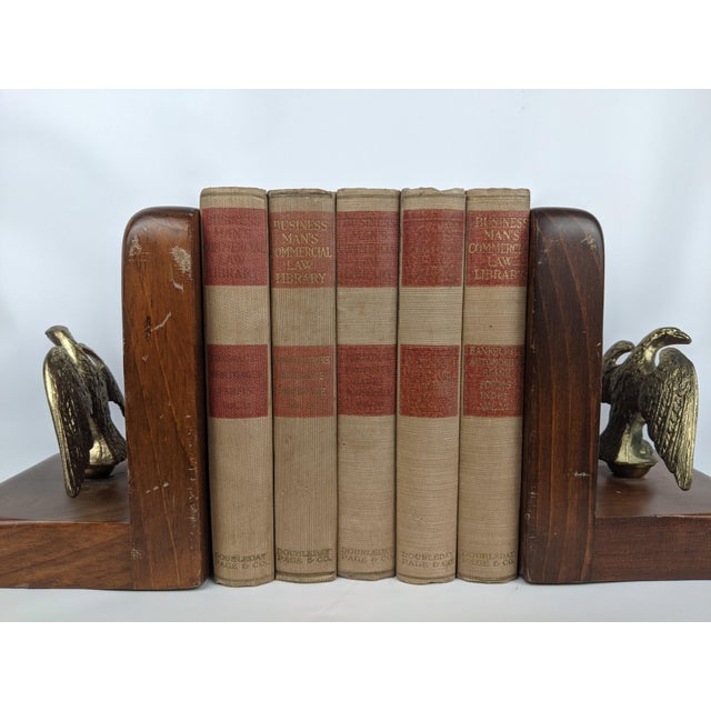 Tan 1919 Business Man’s Commercial Law Library Tan & Red Antique Books - Set of 5 For Sale - Image 8 of 14