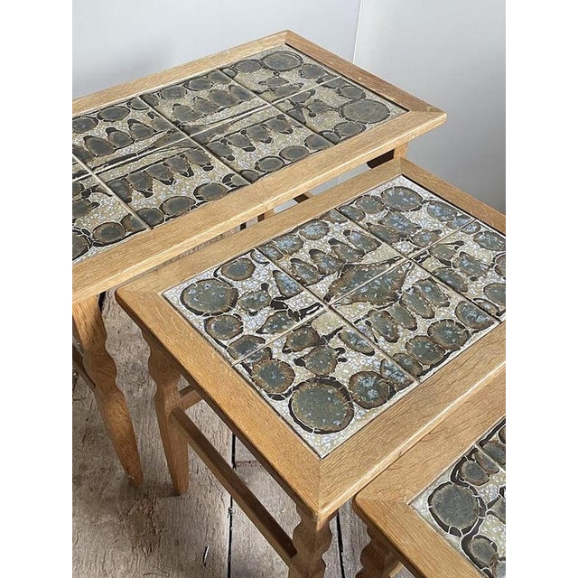 Oak Nesting Tables by Henning Kjærnulf for EG Kvalitets, Denmark, 1960s, Set of 3 For Sale - Image 9 of 11