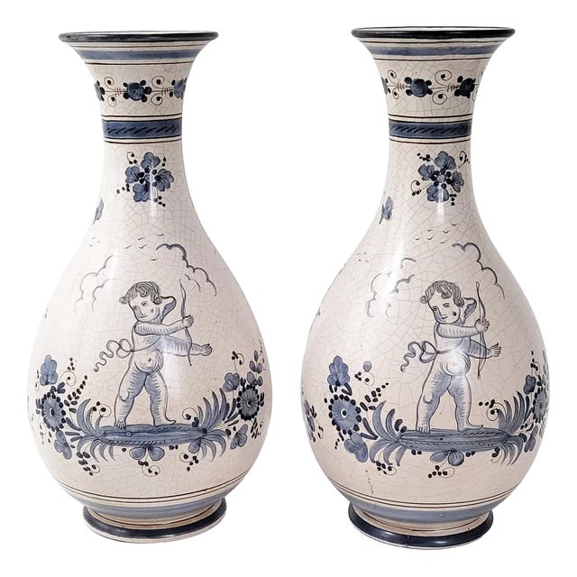 Mid-Century Italian Ceramic Vases from Maioliche Deruta, 1950s, Set of 2 For Sale