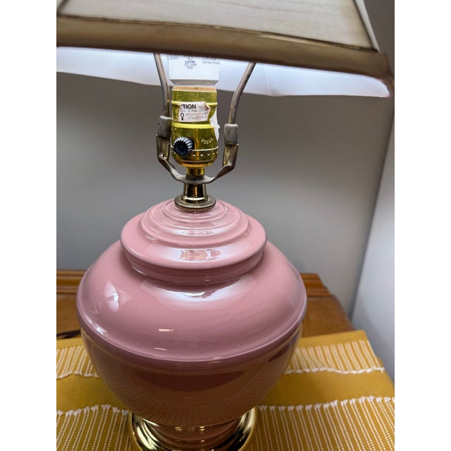 1980s 1980’s Pretty in Pink Glass Ginger Jar Lamp Pair For Sale - Image 5 of 9