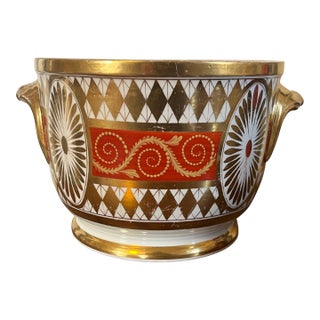 Antique Early 19th Century English George III Coalport Porcelain Neoclassical Cachepot Jardiniere, Circa 1810 For Sale