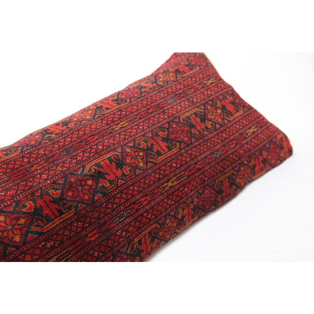 Red Handwoven Home Decor Lumbar Rug Pillow Cover -14'' X 47 For Sale - Image 8 of 10