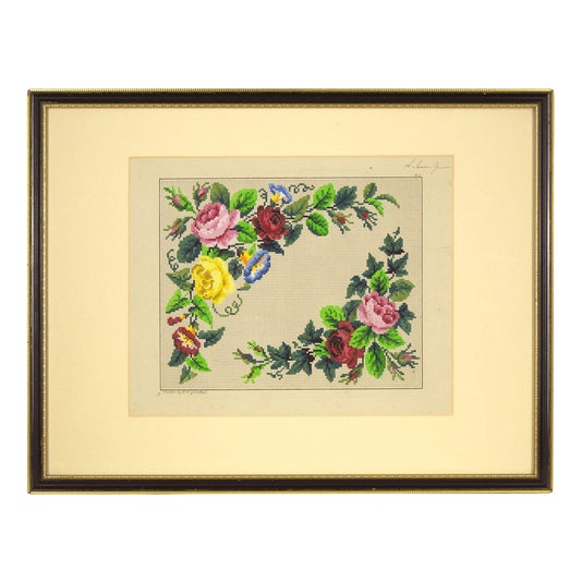 Floral Design for Berlin Woolwork, Mid-19th Century, Gouache For Sale