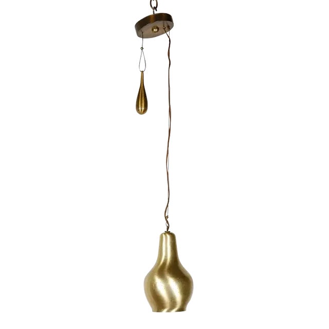 1950s Paavo Tynell Satin Brass Pendant For Sale
