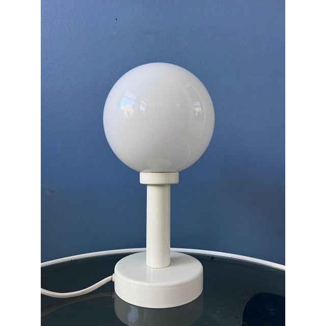 Glass Mid-Century Space Age White Opaline Glass Table Lamp For Sale - Image 7 of 10