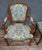 Set of Late 20th Century Cherry Wood Cabriolet Armchair and Ottoman For Sale - Image 3 of 8
