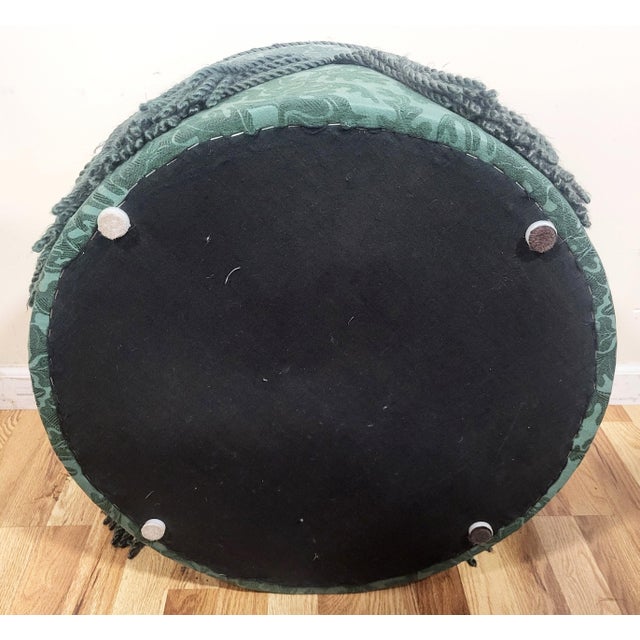 Vintage Upholstered American Modern Round Tufted Bench Poof Ottoman For Sale - Image 12 of 12