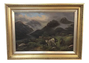 1908 Edwardian "Shetland Cattle in the Highlands" Oil Painting