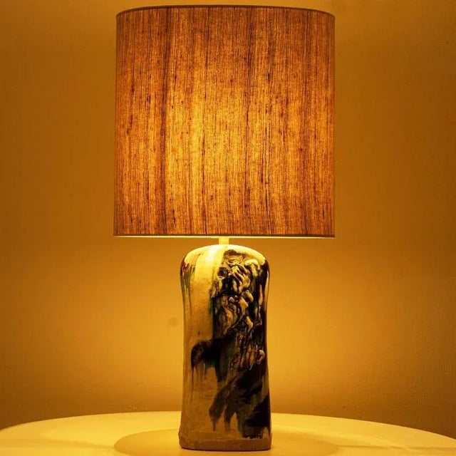 Blue, Green and Beige Table Lamp attributed to Jeppe Hagendorn, Denmark, 1960s For Sale - Image 6 of 12