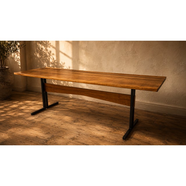 Vintage Rectangular Coffee Table with Wooden Top and Black Metal Base, 1960s For Sale - Image 3 of 11