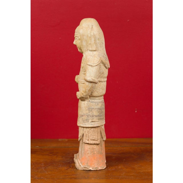 Chinese Chinese Tang Dynasty Terracotta Warrior with Straw Glaze For Sale - Image 3 of 12