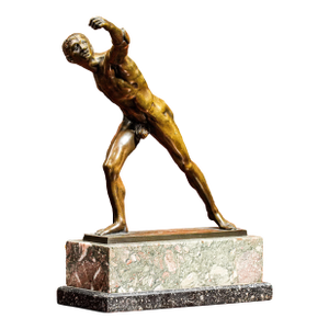 Amazing Antique Grand Tour Bronze Marble Statue Sculpture Borghese Gladiator Neoclassical