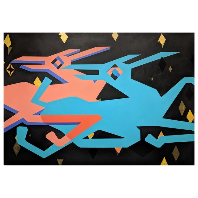 Plastic Cecilia Beaven "Cielo de Noche" Large Abstract Contemporary Night Sky Geometric Painting 2019 For Sale - Image 7 of 7