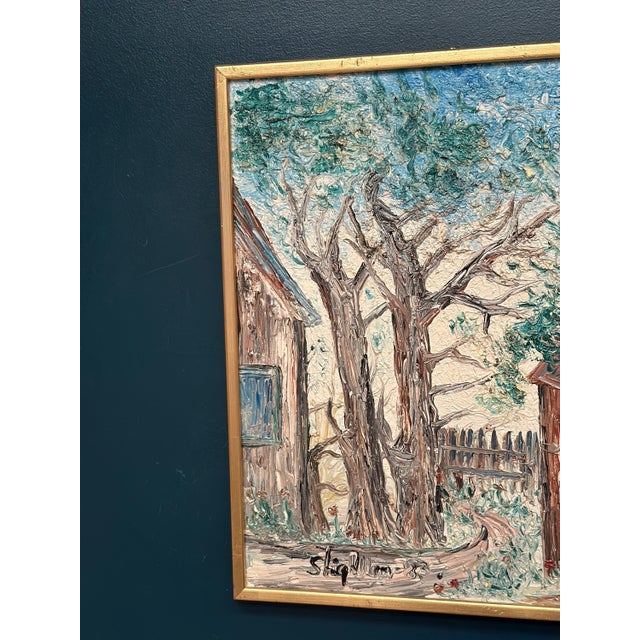 Original Swedish Oil on Canvas – “House on Söderåsen” by Stig Allan – Signed – Vintage & Framed – 61 × 50 cm (24" × 19.7")...
