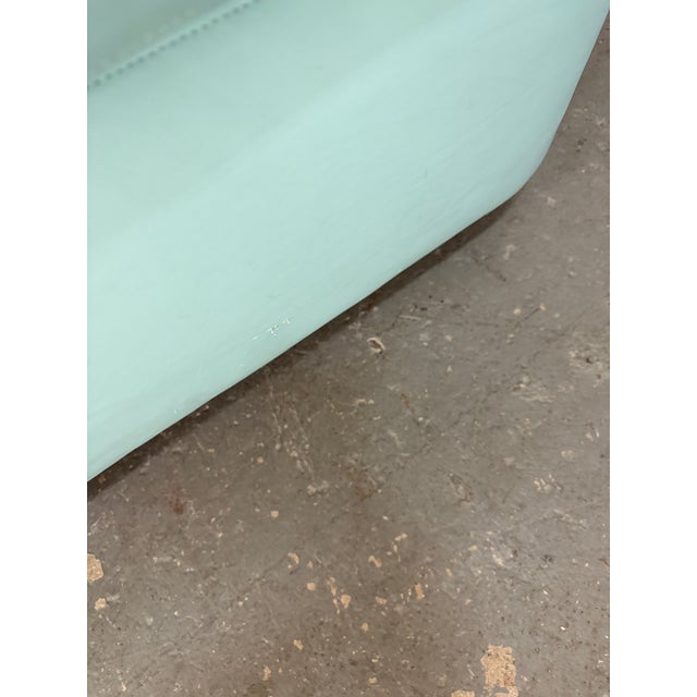 Vintage Postmodern Teal Leather Sofa by Directional Furniture. Circa 1980s. For Sale - Image 11 of 18